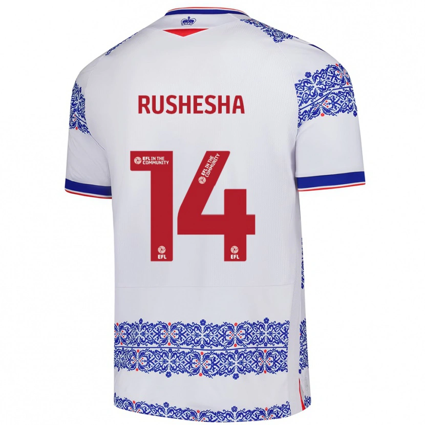 Danxen Hombre Camiseta Tivonge Rushesha #14 Blanco Azul 1ª Equipación 2025/26 La Camisa