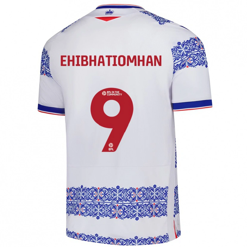 Danxen Hombre Camiseta Kelvin Ehibhatiomhan #9 Blanco Azul 1ª Equipación 2025/26 La Camisa