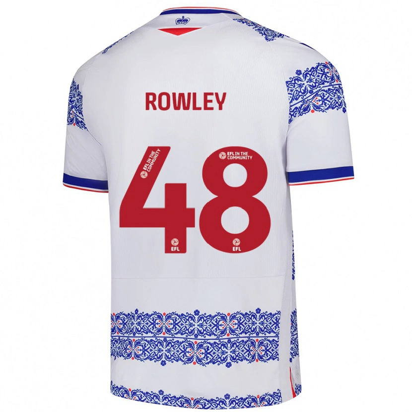 Danxen Hombre Camiseta Matthew Rowley #48 Blanco Azul 1ª Equipación 2025/26 La Camisa