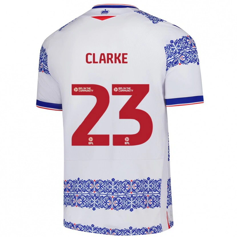 Danxen Hombre Camiseta John Clarke #23 Blanco Azul 1ª Equipación 2025/26 La Camisa