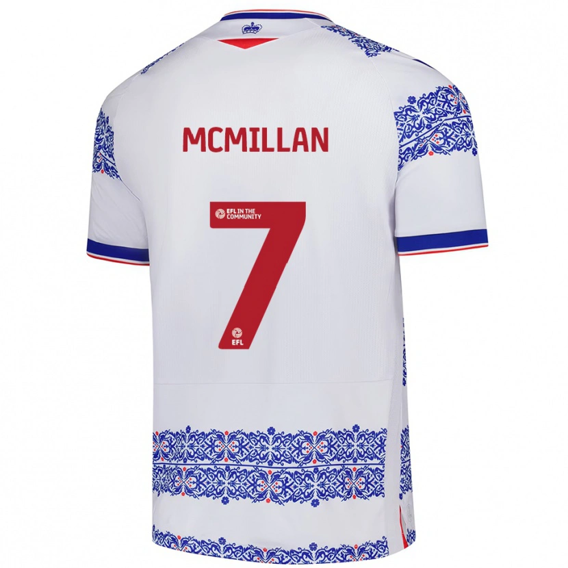 Danxen Hombre Camiseta Maddox Mcmillan #7 Blanco Azul 1ª Equipación 2025/26 La Camisa