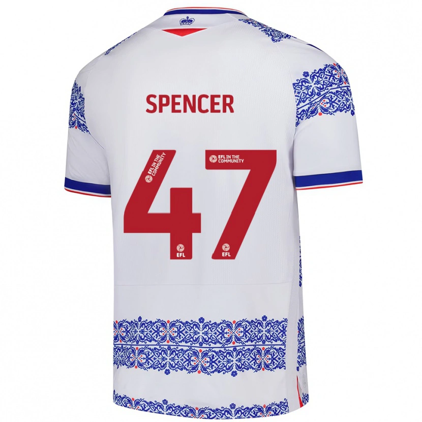 Danxen Hombre Camiseta Shay Spencer #47 Blanco Azul 1ª Equipación 2025/26 La Camisa