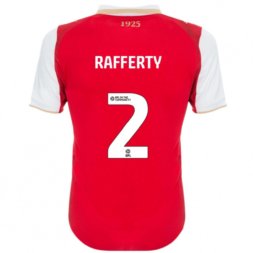 Danxen Hombre Camiseta Joe Rafferty #2 Rojo Blanco 1ª Equipación 2025/26 La Camisa