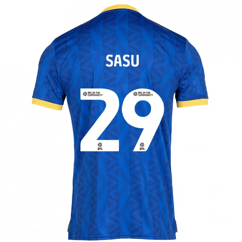 Danxen Hombre Camiseta Aron Sasu #29 Azul Marino Amarillo 1ª Equipación 2025/26 La Camisa
