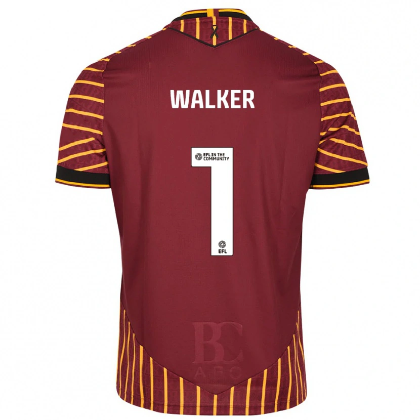 Danxen Hombre Camiseta Sam Walker #1 Naranja Borgoña 1ª Equipación 2025/26 La Camisa