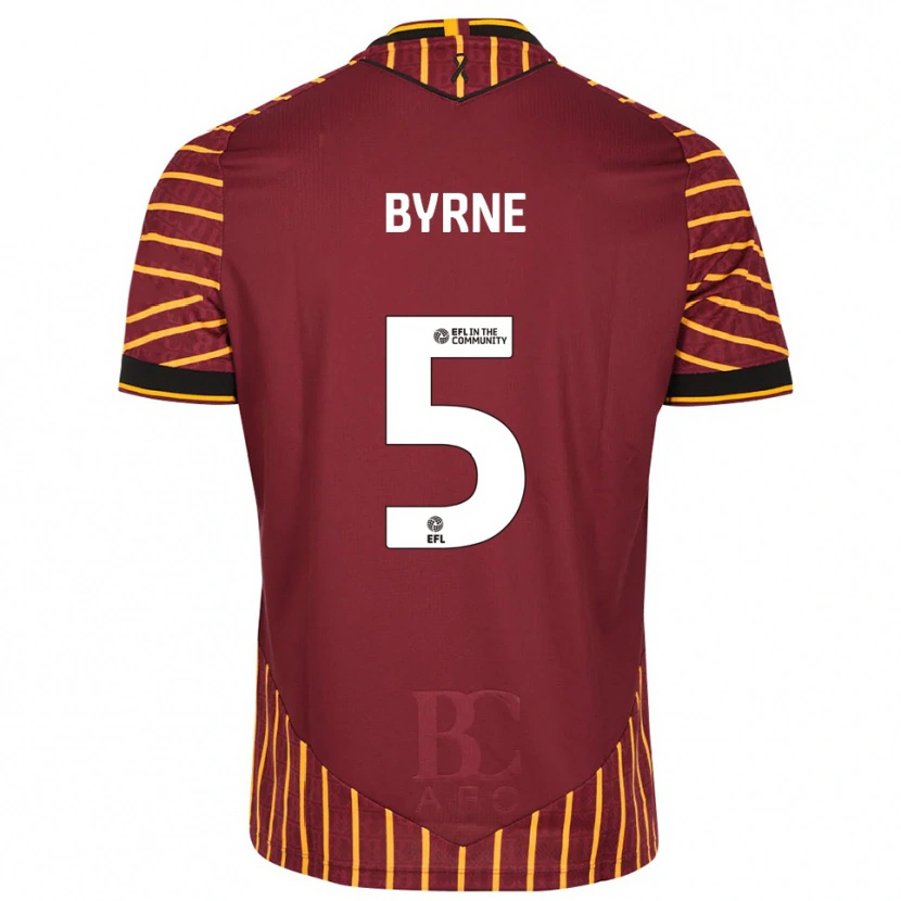 Danxen Hombre Camiseta Neill Byrne #5 Naranja Borgoña 1ª Equipación 2025/26 La Camisa
