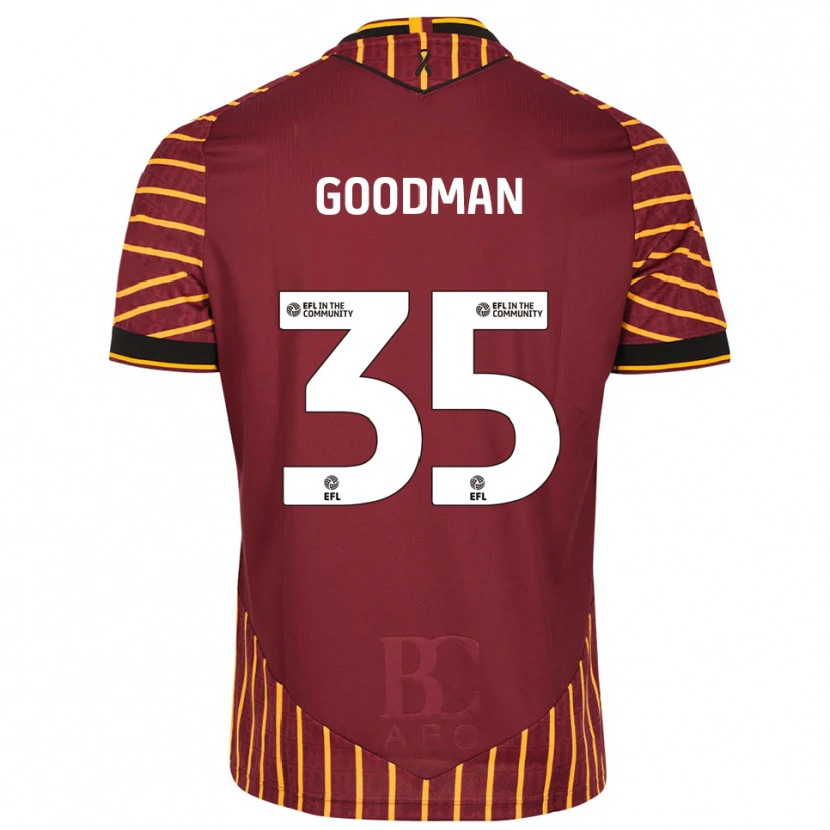 Danxen Hombre Camiseta George Goodman #35 Naranja Borgoña 1ª Equipación 2025/26 La Camisa