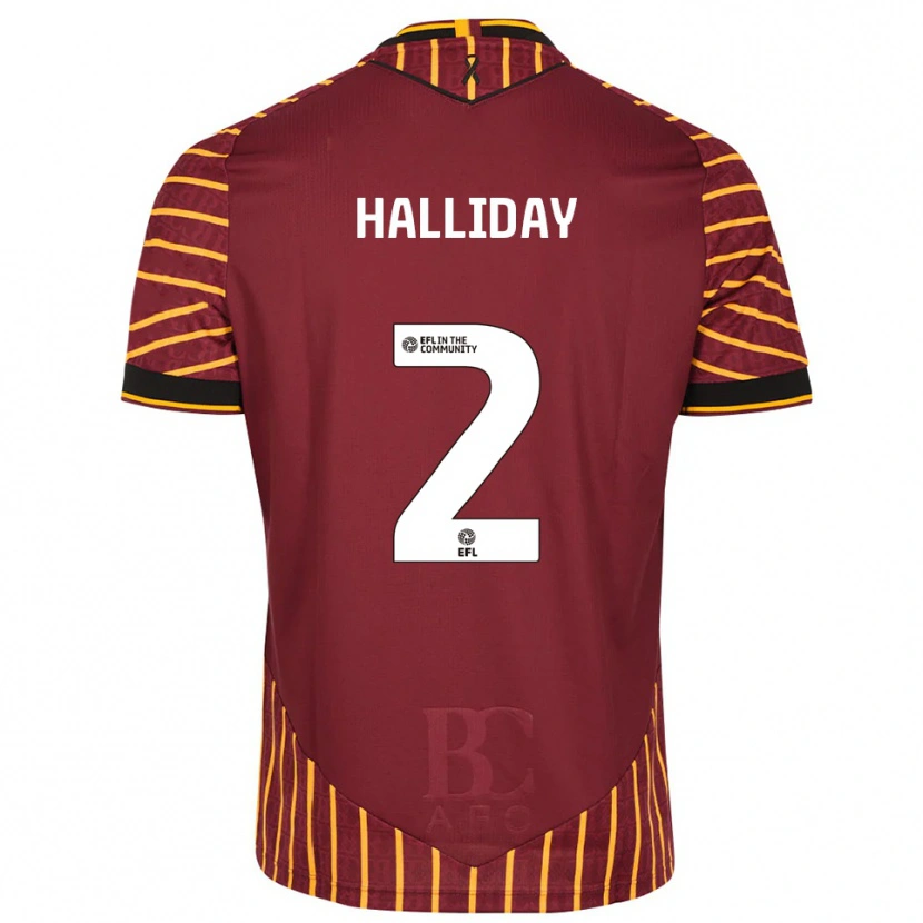 Danxen Hombre Camiseta Brad Halliday #2 Naranja Borgoña 1ª Equipación 2025/26 La Camisa