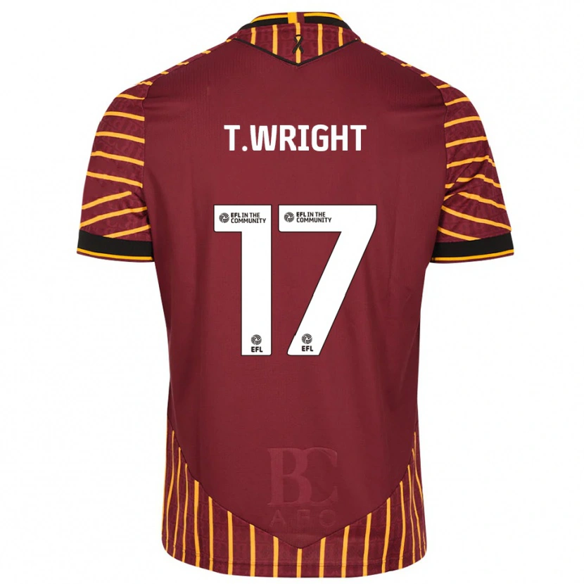 Danxen Hombre Camiseta Tyreik Wright #17 Naranja Borgoña 1ª Equipación 2025/26 La Camisa