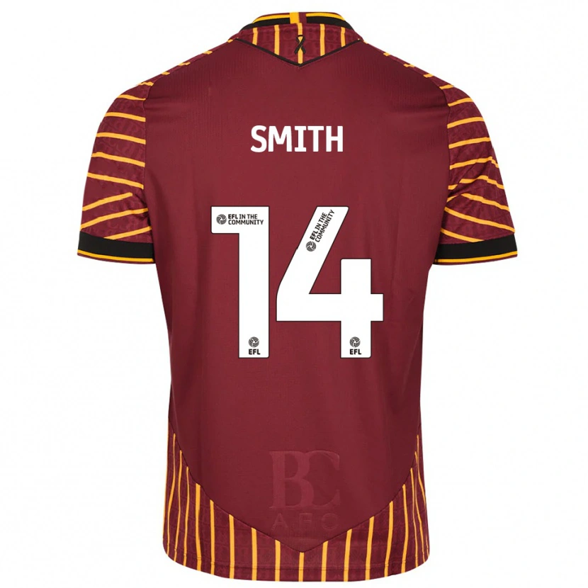 Danxen Hombre Camiseta Tyler Smith #14 Naranja Borgoña 1ª Equipación 2025/26 La Camisa