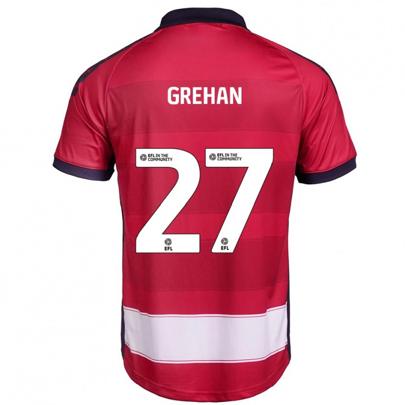 Danxen Hombre Camiseta Seán Grehan #27 Rojo Blanco 1ª Equipación 2025/26 La Camisa