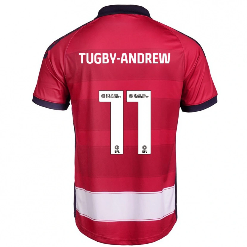 Danxen Hombre Camiseta Lindsey Tugby-Andrew #11 Rojo Blanco 1ª Equipación 2025/26 La Camisa