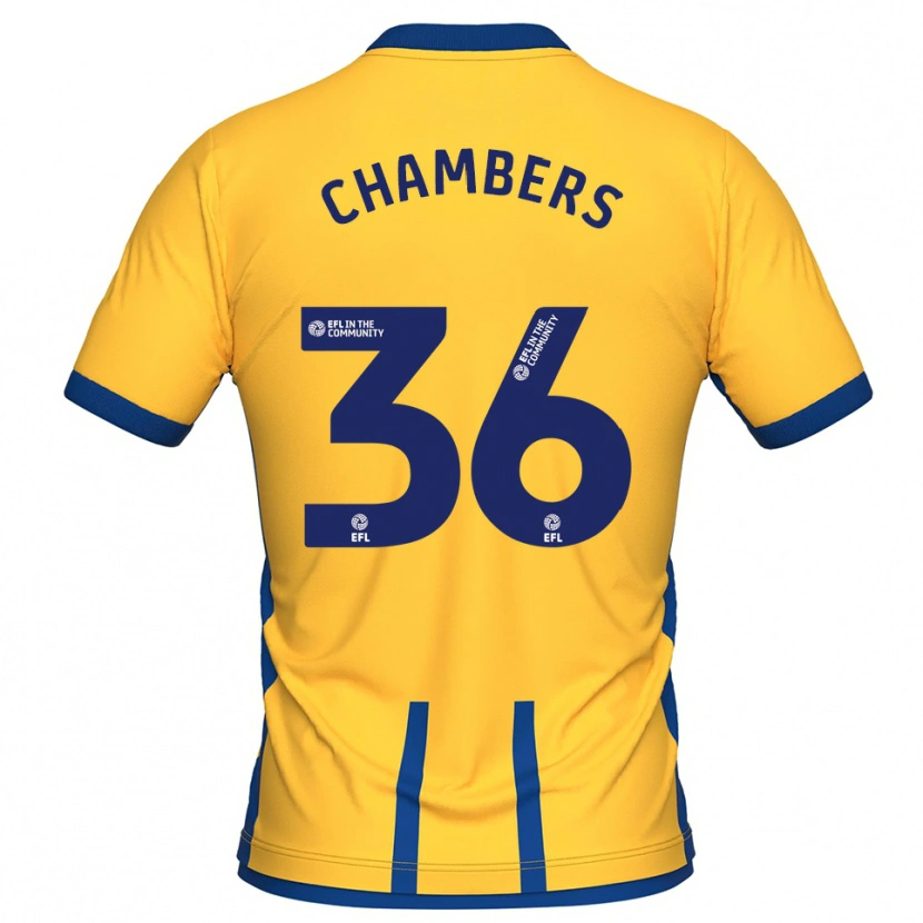 Danxen Hombre Camiseta Jayden Chambers #36 Amarillo Azul 1ª Equipación 2025/26 La Camisa
