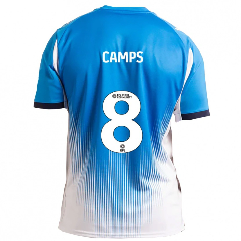 Danxen Hombre Camiseta Callum Camps #8 Azul Blanco 1ª Equipación 2025/26 La Camisa