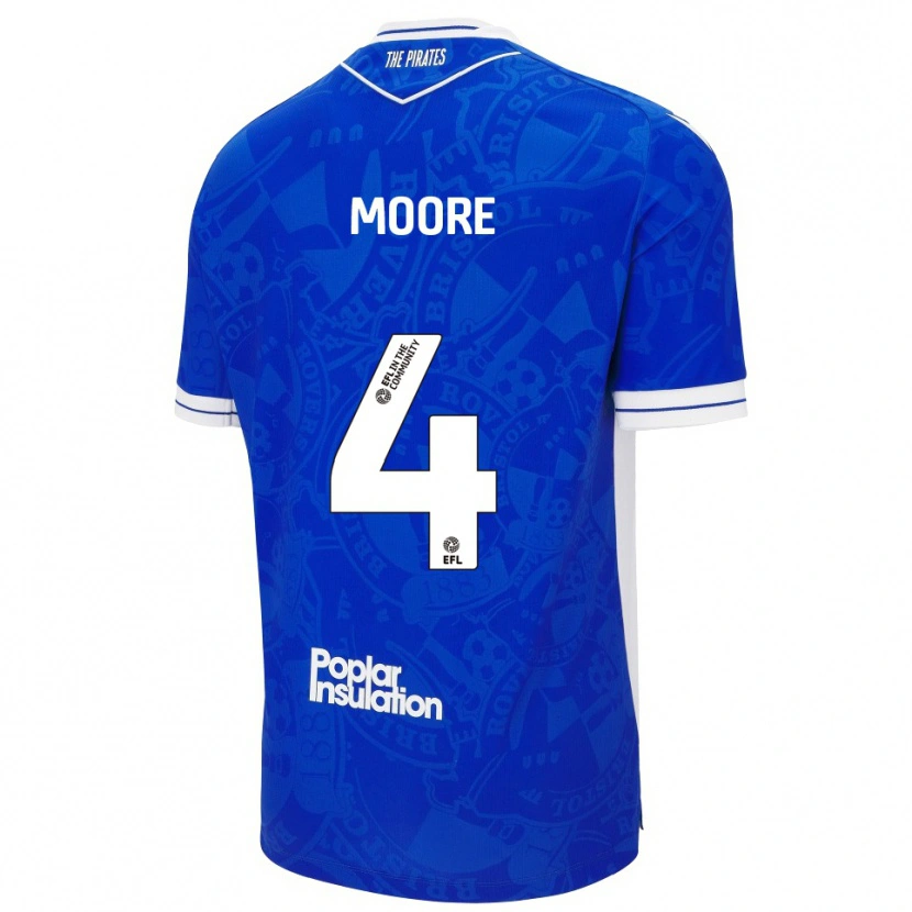 Danxen Hombre Camiseta Taylor Moore #4 Azul Blanco 1ª Equipación 2025/26 La Camisa