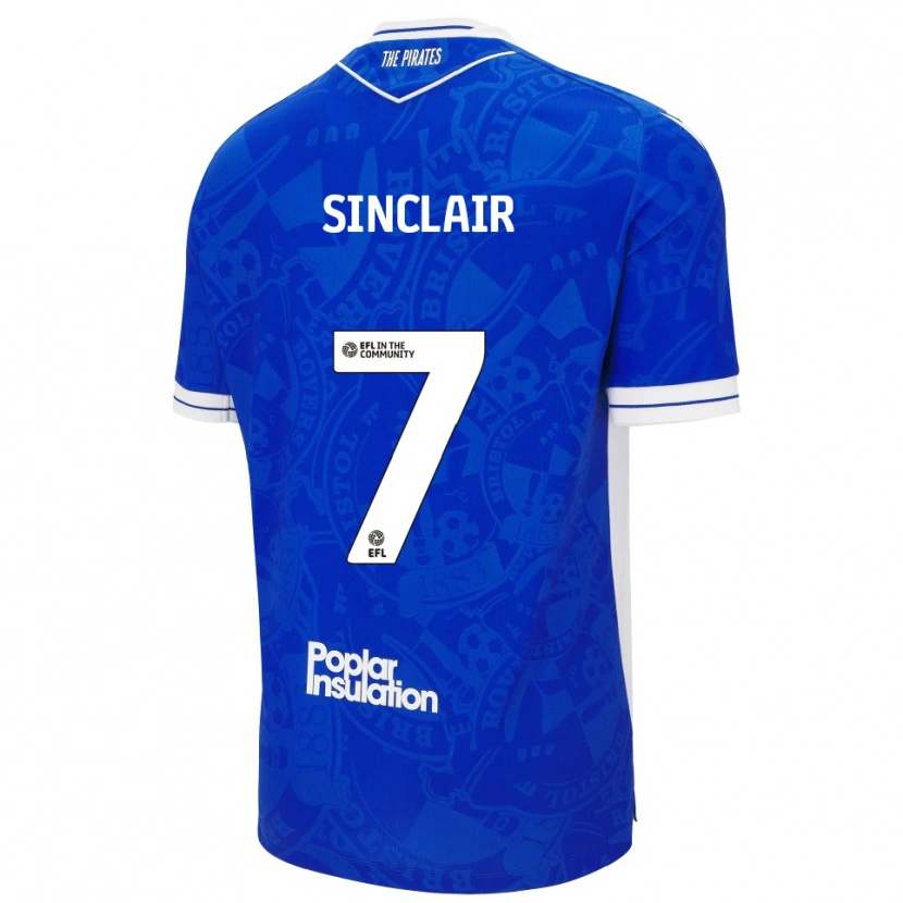 Danxen Hombre Camiseta Scott Sinclair #7 Azul Blanco 1ª Equipación 2025/26 La Camisa
