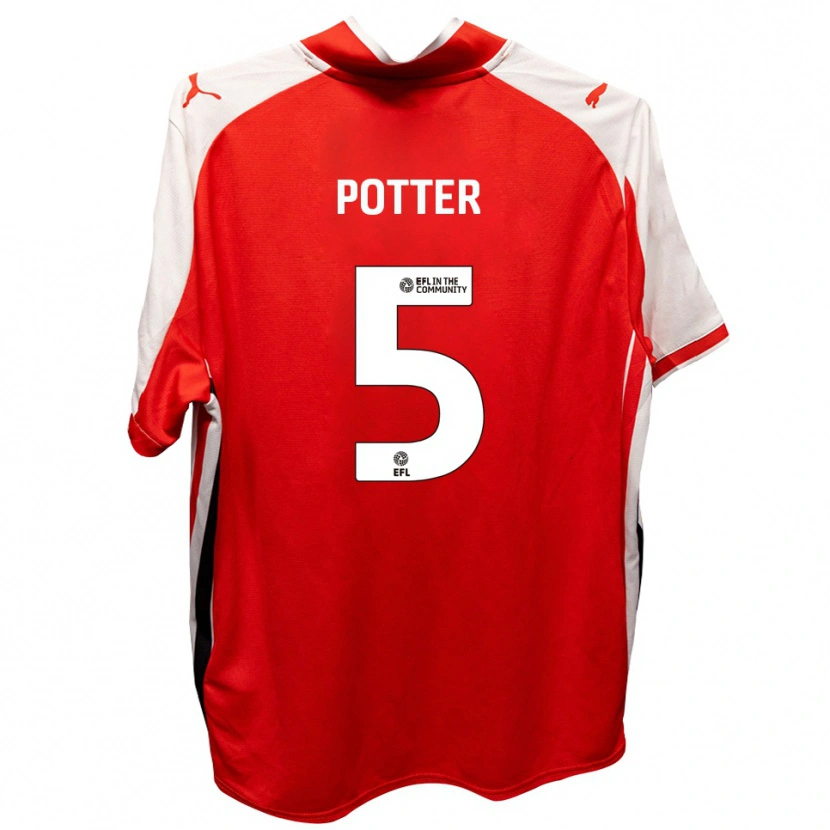Danxen Hombre Camiseta Finley Potter #5 Rojo Blanco 1ª Equipación 2025/26 La Camisa