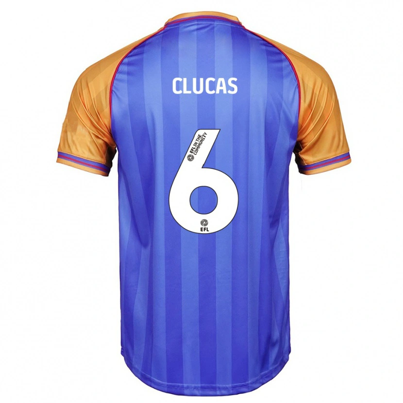 Danxen Hombre Camiseta Sam Clucas #6 Azul Naranja 1ª Equipación 2025/26 La Camisa