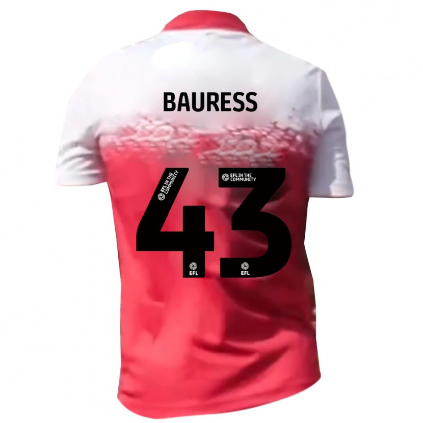 Danxen Hombre Camiseta Joe Bauress #43 Rojo Blanco 1ª Equipación 2025/26 La Camisa