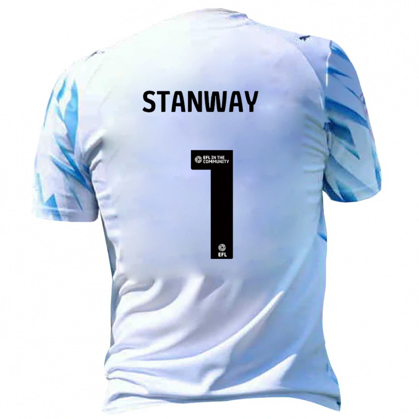 Danxen Hombre Camiseta Wyll Stanway #1 Blanco Celeste 1ª Equipación 2025/26 La Camisa