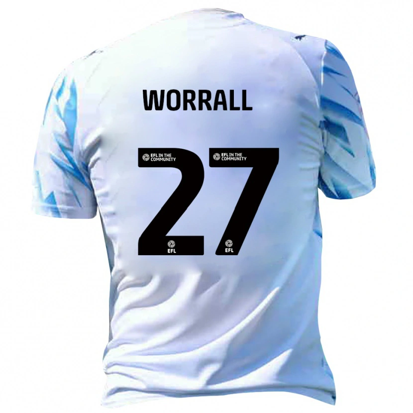 Danxen Hombre Camiseta David Worrall #27 Blanco Celeste 1ª Equipación 2025/26 La Camisa
