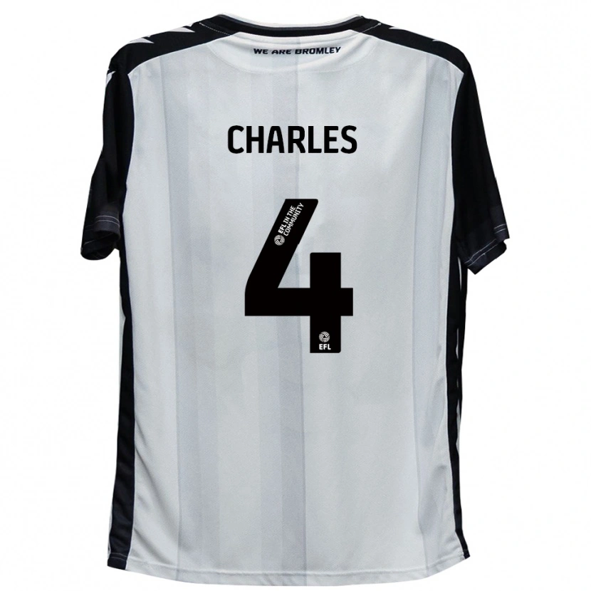 Danxen Hombre Camiseta Ashley Charles #4 Blanco Negro 1ª Equipación 2025/26 La Camisa