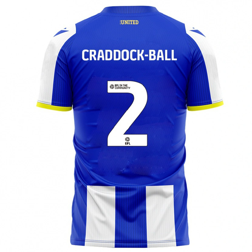 Danxen Hombre Camiseta Jac Craddock-Ball #2 Azul Blanco 1ª Equipación 2025/26 La Camisa