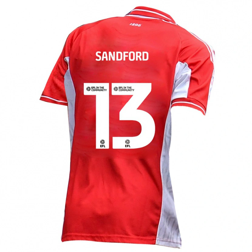 Danxen Hombre Camiseta Ryan Sandford #13 Rojo Blanco 1ª Equipación 2025/26 La Camisa