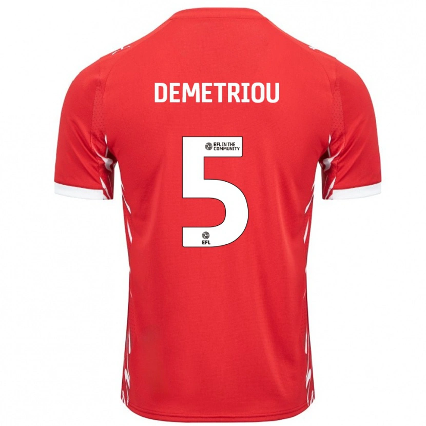 Danxen Hombre Camiseta Mickey Demetriou #5 Rojo Blanco 1ª Equipación 2025/26 La Camisa