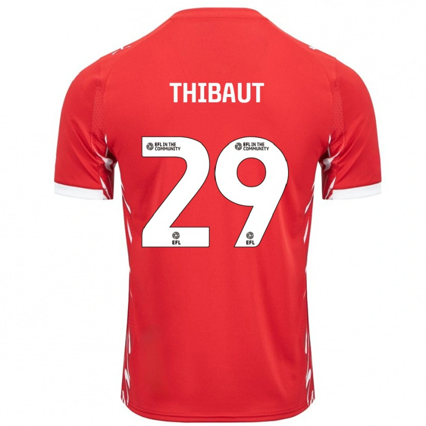 Danxen Hombre Camiseta Adrien Thibaut #29 Rojo Blanco 1ª Equipación 2025/26 La Camisa
