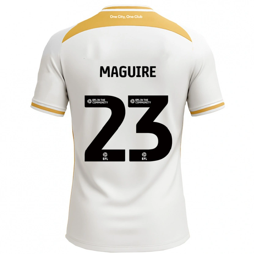 Danxen Hombre Camiseta Laurence Maguire #23 Blanco Dorado 1ª Equipación 2025/26 La Camisa