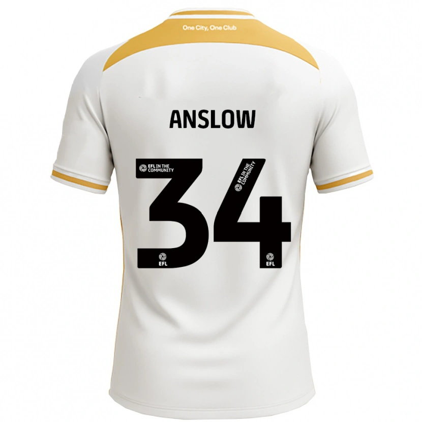 Danxen Hombre Camiseta Lauren Anslow #34 Blanco Dorado 1ª Equipación 2025/26 La Camisa