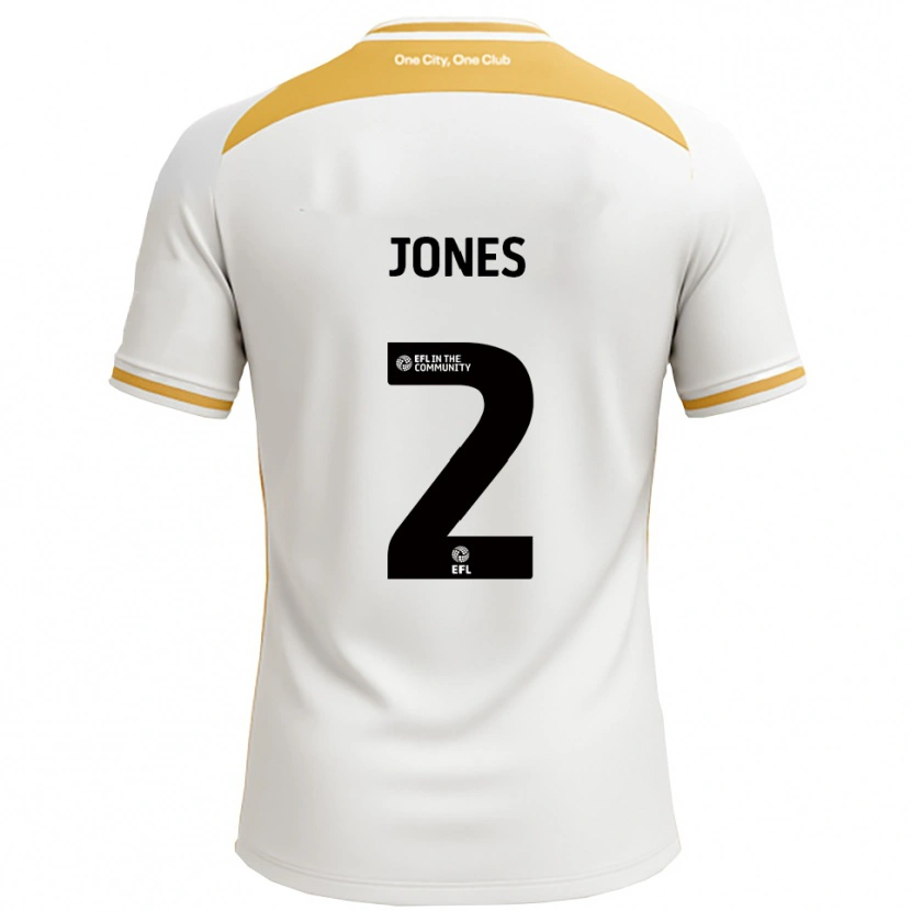 Danxen Hombre Camiseta Gethin Jones #2 Blanco Dorado 1ª Equipación 2025/26 La Camisa