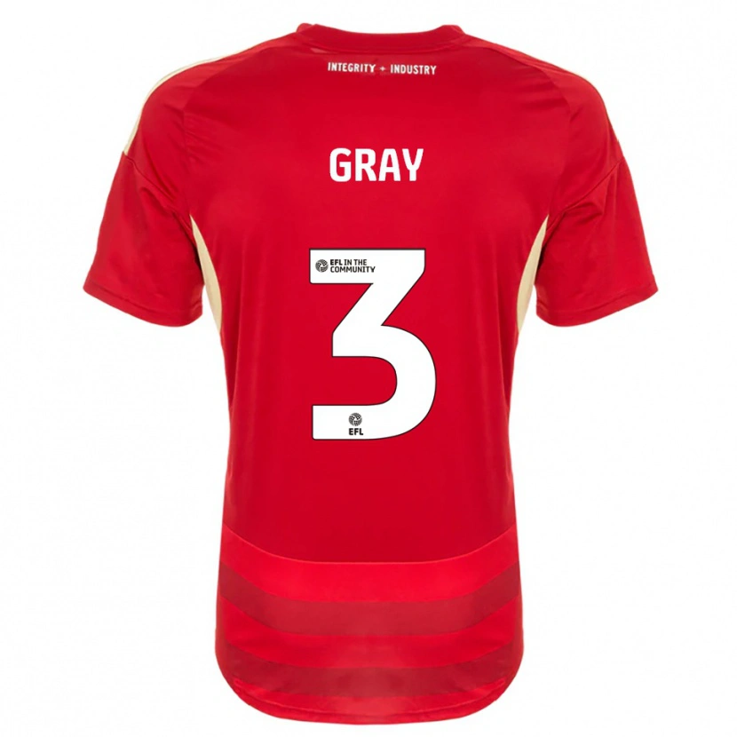 Danxen Hombre Camiseta Rebecca Gray #3 Rojo Blanco 1ª Equipación 2025/26 La Camisa