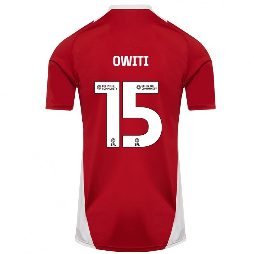 Danxen Hombre Camiseta Joseph Owiti #15 Rojo Blanco Dorado 1ª Equipación 2025/26 La Camisa