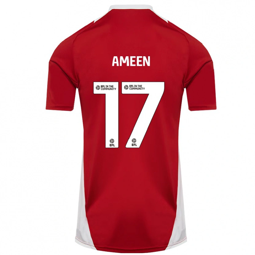 Danxen Hombre Camiseta Botan Ameen #17 Rojo Blanco Dorado 1ª Equipación 2025/26 La Camisa