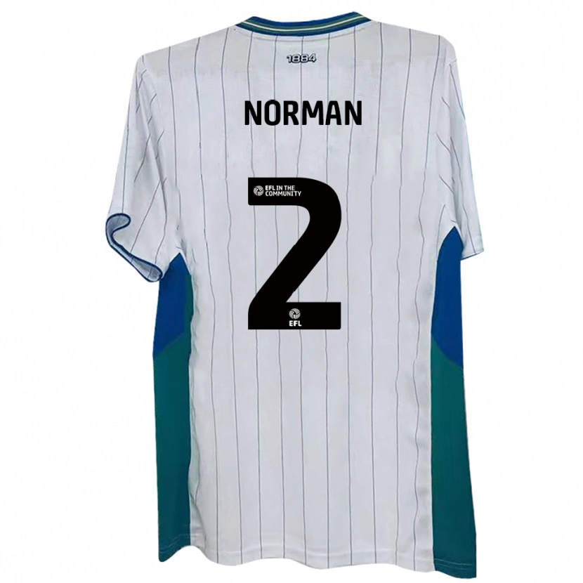 Danxen Hombre Camiseta Cameron Norman #2 Blanco Verde Azul 1ª Equipación 2025/26 La Camisa
