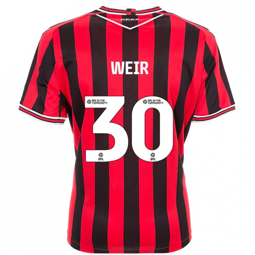 Danxen Hombre Camiseta Evan Weir #30 Rojo Negro 1ª Equipación 2025/26 La Camisa
