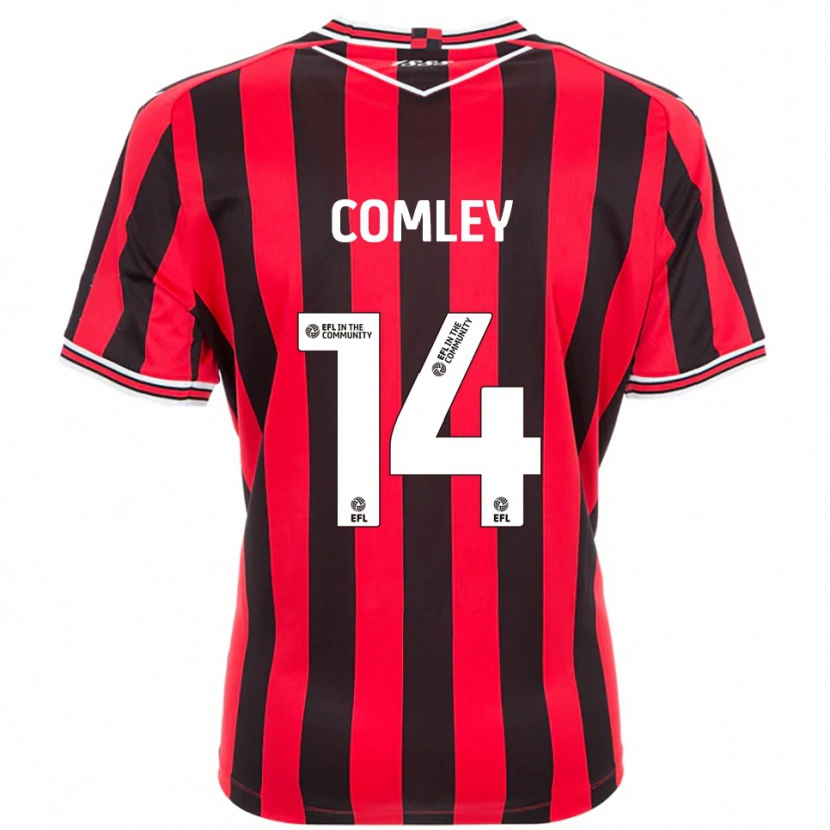 Danxen Hombre Camiseta Brandon Comley #14 Rojo Negro 1ª Equipación 2025/26 La Camisa