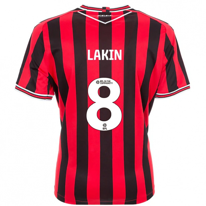 Danxen Hombre Camiseta Charlie Lakin #8 Rojo Negro 1ª Equipación 2025/26 La Camisa