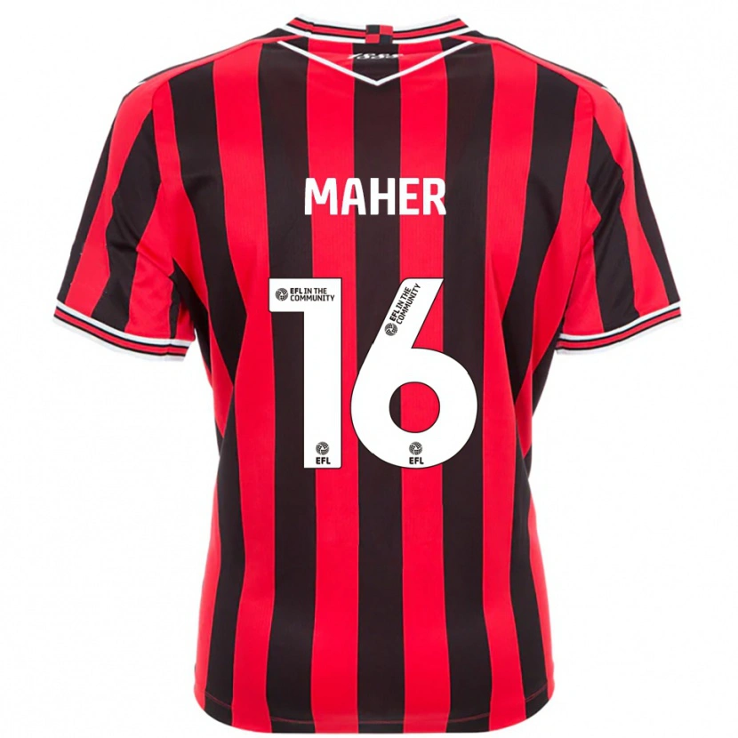 Danxen Hombre Camiseta Ronan Maher #16 Rojo Negro 1ª Equipación 2025/26 La Camisa