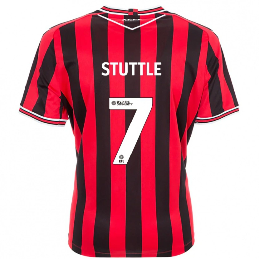 Danxen Hombre Camiseta Jonny Stuttle #7 Rojo Negro 1ª Equipación 2025/26 La Camisa