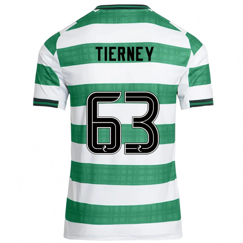 Danxen Hombre Camiseta Kieran Tierney #63 Verde Blanco 1ª Equipación 2025/26 La Camisa