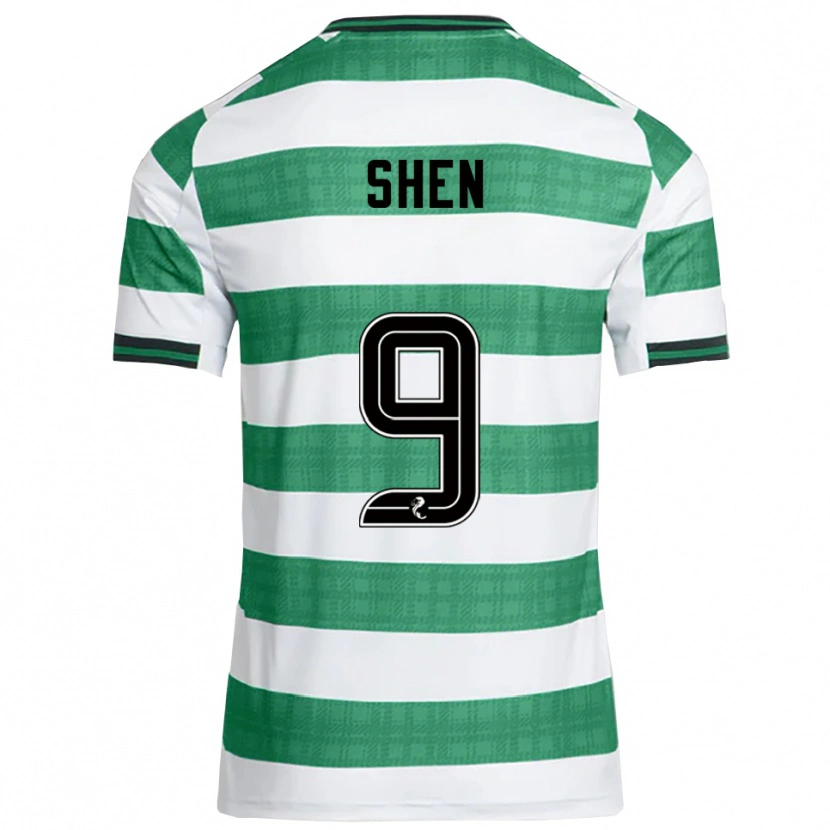 Danxen Hombre Camiseta Shen Mengyu #9 Verde Blanco 1ª Equipación 2025/26 La Camisa