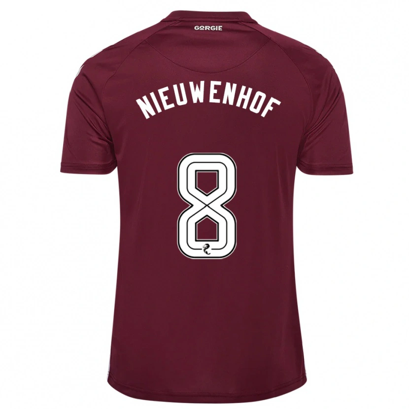 Danxen Hombre Camiseta Calem Nieuwenhof #8 Borgoña Blanco 1ª Equipación 2025/26 La Camisa