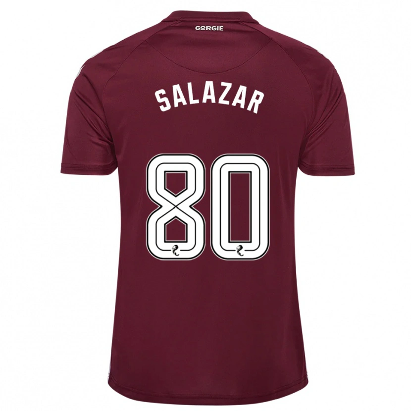 Danxen Hombre Camiseta Andrés Salazar #80 Borgoña Blanco 1ª Equipación 2025/26 La Camisa