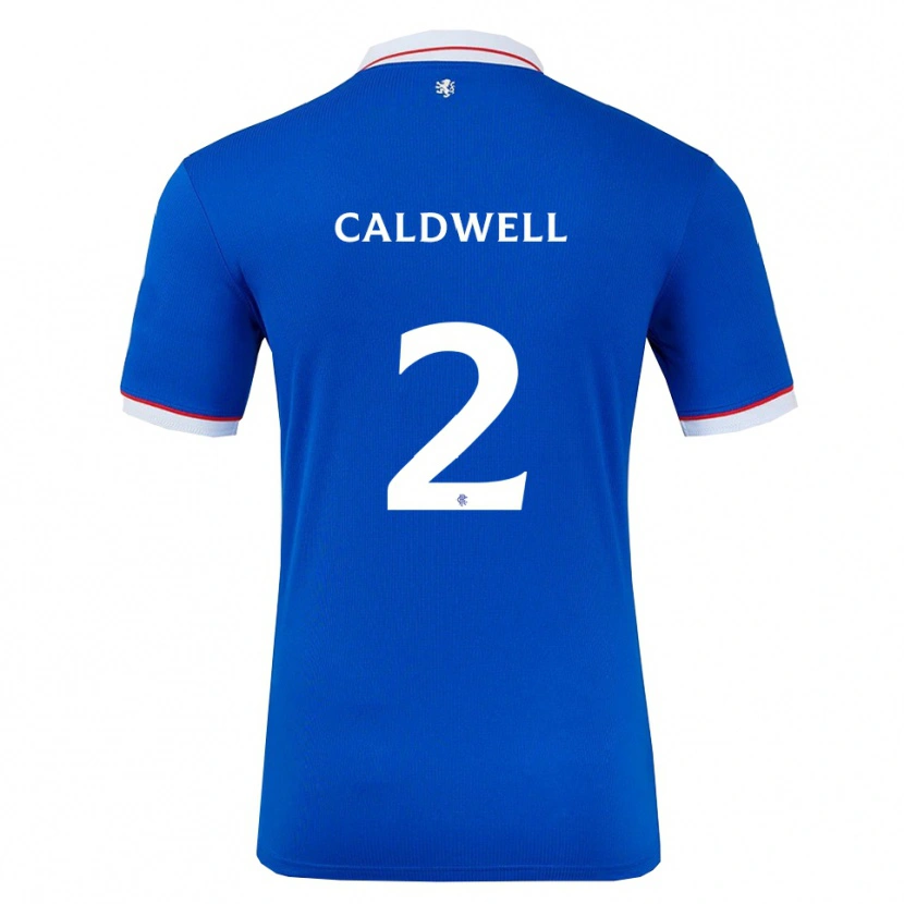 Danxen Hombre Camiseta Jack Caldwell #2 Azul Blanco 1ª Equipación 2025/26 La Camisa