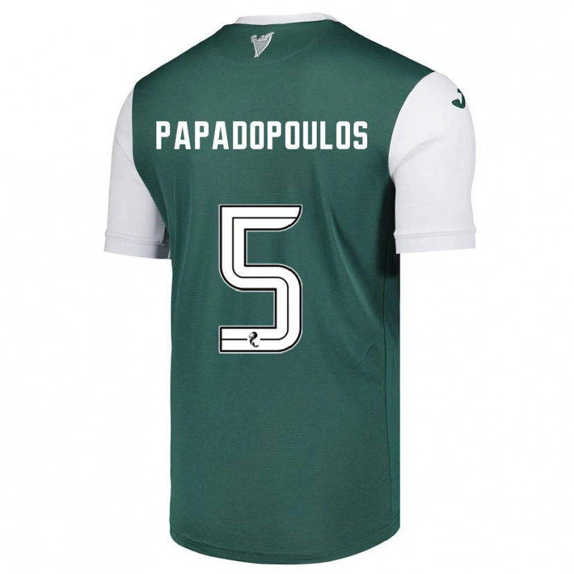 Danxen Hombre Camiseta Stacey Papadopoulos #5 Verde Blanco 1ª Equipación 2025/26 La Camisa
