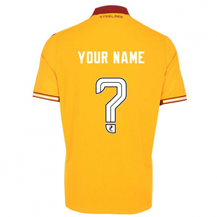 Danxen Hombre Camiseta Su Nombre #0 Amarillo Borgoña 1ª Equipación 2025/26 La Camisa