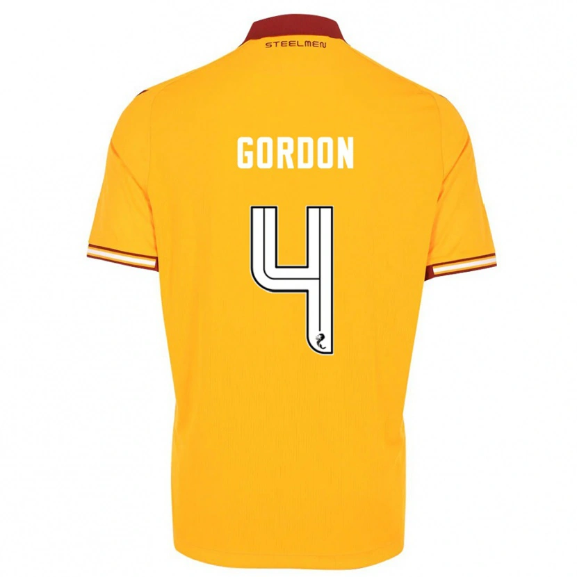 Danxen Hombre Camiseta Liam Gordon #4 Amarillo Borgoña 1ª Equipación 2025/26 La Camisa